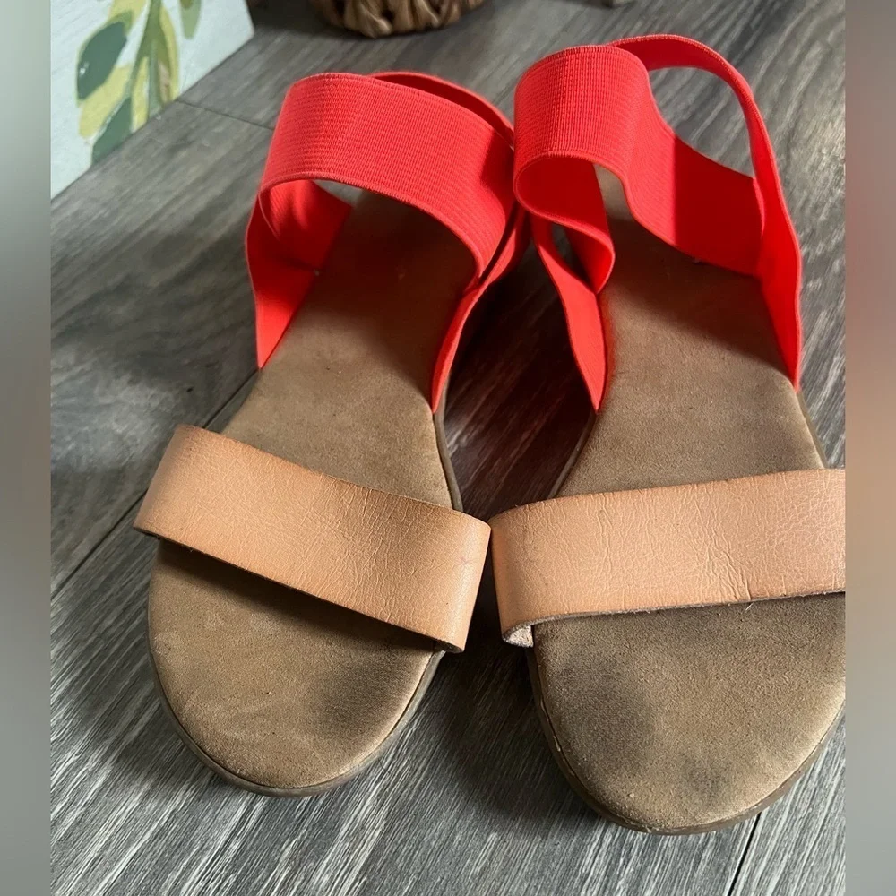 Cat & Jack Neon Orange & Tan Casual Kids’ Boho Sandals. Size 2